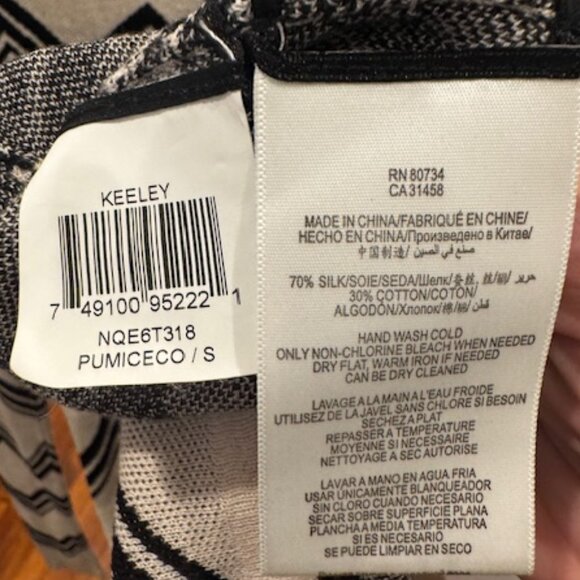 BCBG MaxAzria Keeley Black/Beige Zigzag Silk Blend Sweater Dress, Size S - Picture 6 of 6